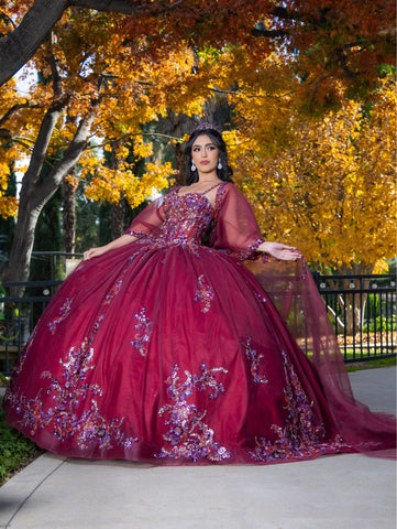 Vestido de baile com aplicações e manga curta de LizLuo Quince 26087