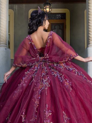 Vestido de baile com aplicações e manga curta de LizLuo Quince 26087