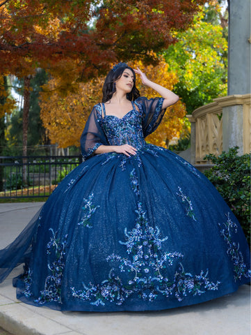 Vestido de baile com aplicações e manga curta de LizLuo Quince 26087