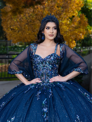 Vestido de baile com aplicações e manga curta de LizLuo Quince 26087