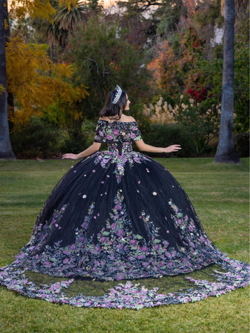 Vestido de baile com aplicações e manga curta de LizLuo Quince 26088