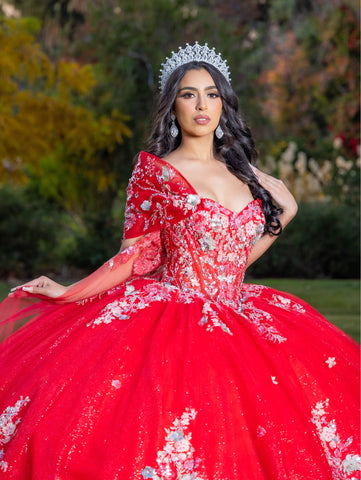 Vestido de baile com aplicações e manga curta de LizLuo Quince 26088