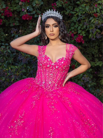 Vestido de baile convertível com aplicações da LizLuo Quince 26091