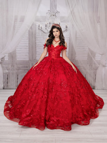 Vestido de baile com aplicações e mangas compridas da LizLuo Quince 26092