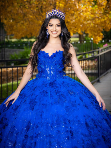 Vestido de baile com aplicações e mangas compridas da LizLuo Quince 26092