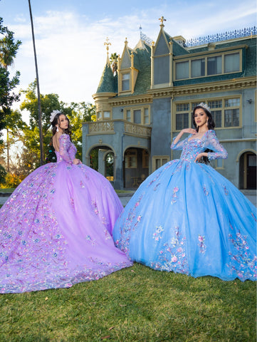 Vestido de baile com aplicações e mangas compridas de LizLuo Quince 26093