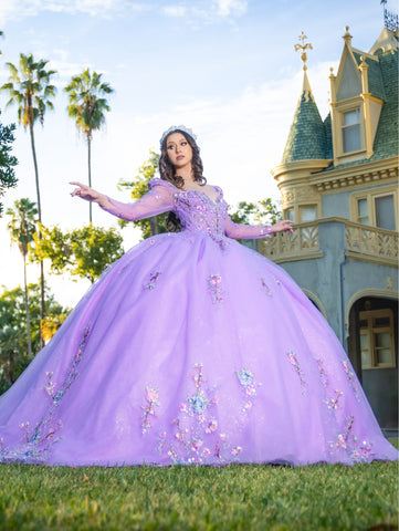 Vestido de baile com aplicações e mangas compridas de LizLuo Quince 26093