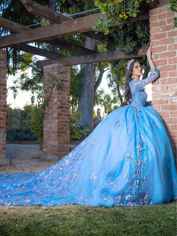 Vestido de baile com aplicações e mangas compridas de LizLuo Quince 26093