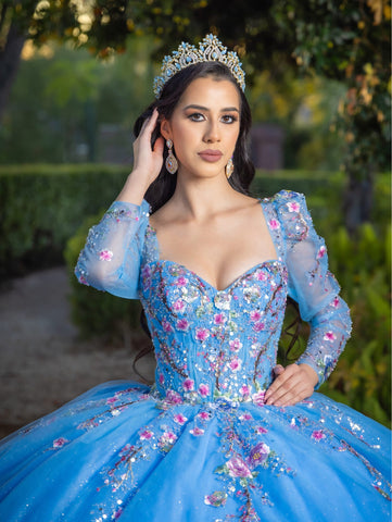 Vestido de baile com aplicações e mangas compridas de LizLuo Quince 26093