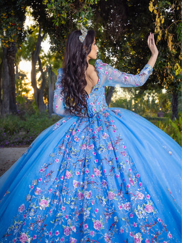 Vestido de baile com aplicações e mangas compridas de LizLuo Quince 26093