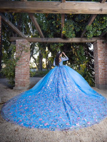 Vestido de baile com aplicações e mangas compridas de LizLuo Quince 26093