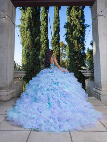 Vestido de baile sem mangas com folhos, de LizLuo Quince 26095