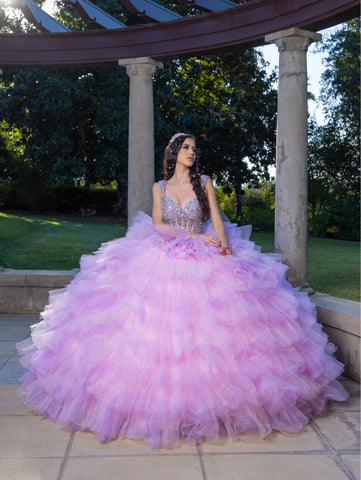 Vestido de baile sem mangas com folhos, de LizLuo Quince 26095