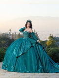 Langärmliges Ballkleid mit Federn von LizLuo Quince 26097