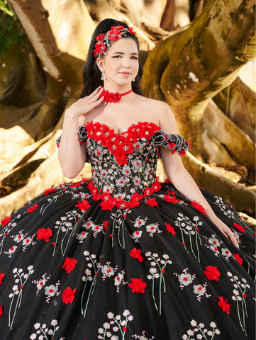 Trägerloses Ballkleid mit 3D-Blumenmuster von LizLuo Quince 26099