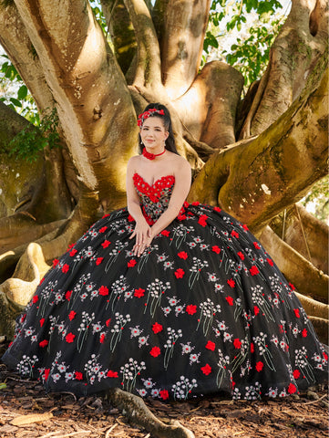 Trägerloses Ballkleid mit 3D-Blumenmuster von LizLuo Quince 26099