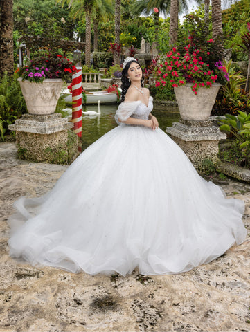 Trägerloses Ballkleid mit Puffärmeln von LizLuo Quince 26102