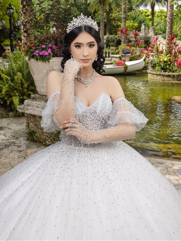 Trägerloses Ballkleid mit Puffärmeln von LizLuo Quince 26102
