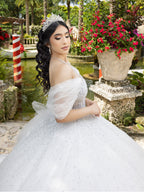 Puff Sleeve Strapless Ball Gown by LizLuo Quince 26102
