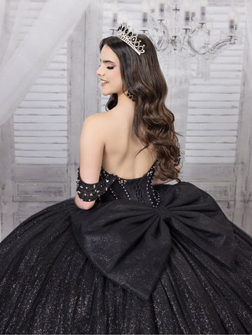 Glitzerndes schulterfreies Ballkleid von LizLuo Quince 26104