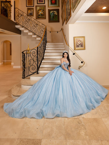 Glitzerndes schulterfreies Ballkleid von LizLuo Quince 26104