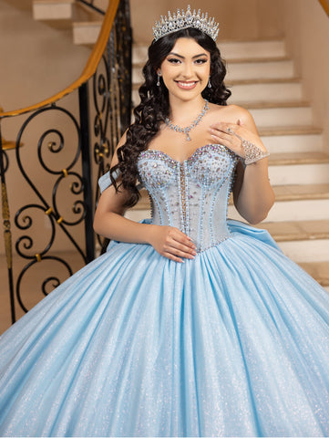 Glitzerndes schulterfreies Ballkleid von LizLuo Quince 26104
