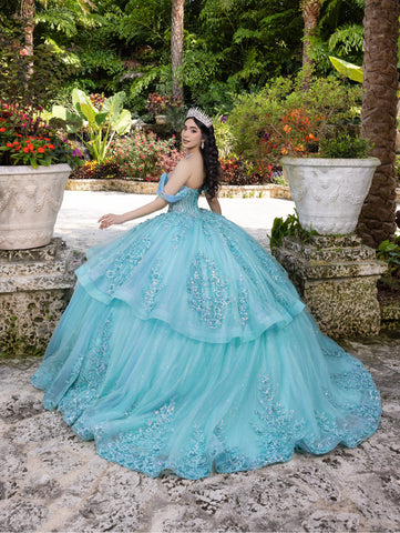 Schulterfreies Ballkleid mit Applikation von LizLuo Quince 26107