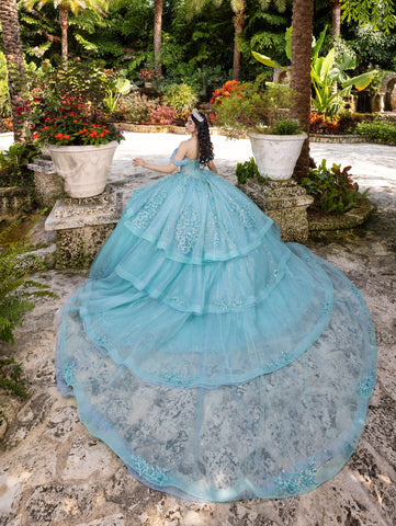 Schulterfreies Ballkleid mit Applikation von LizLuo Quince 26107