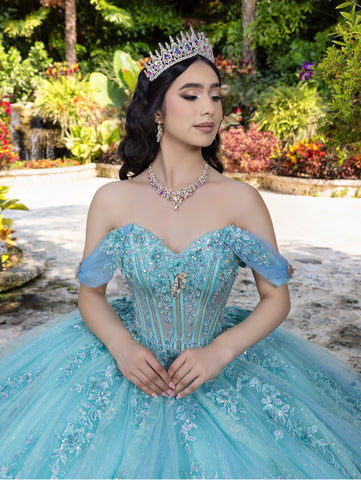 Schulterfreies Ballkleid mit Applikation von LizLuo Quince 26107