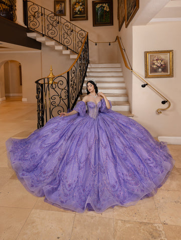 Vestido de baile sem alças com mangas abalonadas de LizLuo Quince 26113