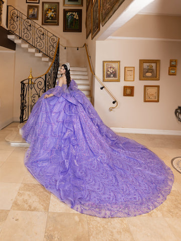 Vestido de baile sem alças com mangas abalonadas de LizLuo Quince 26113