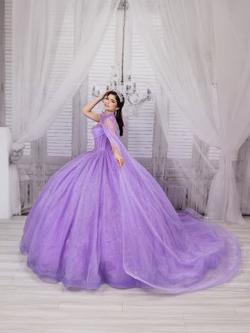 Trägerloses Cape-Ballkleid von LizLuo Quince 26114