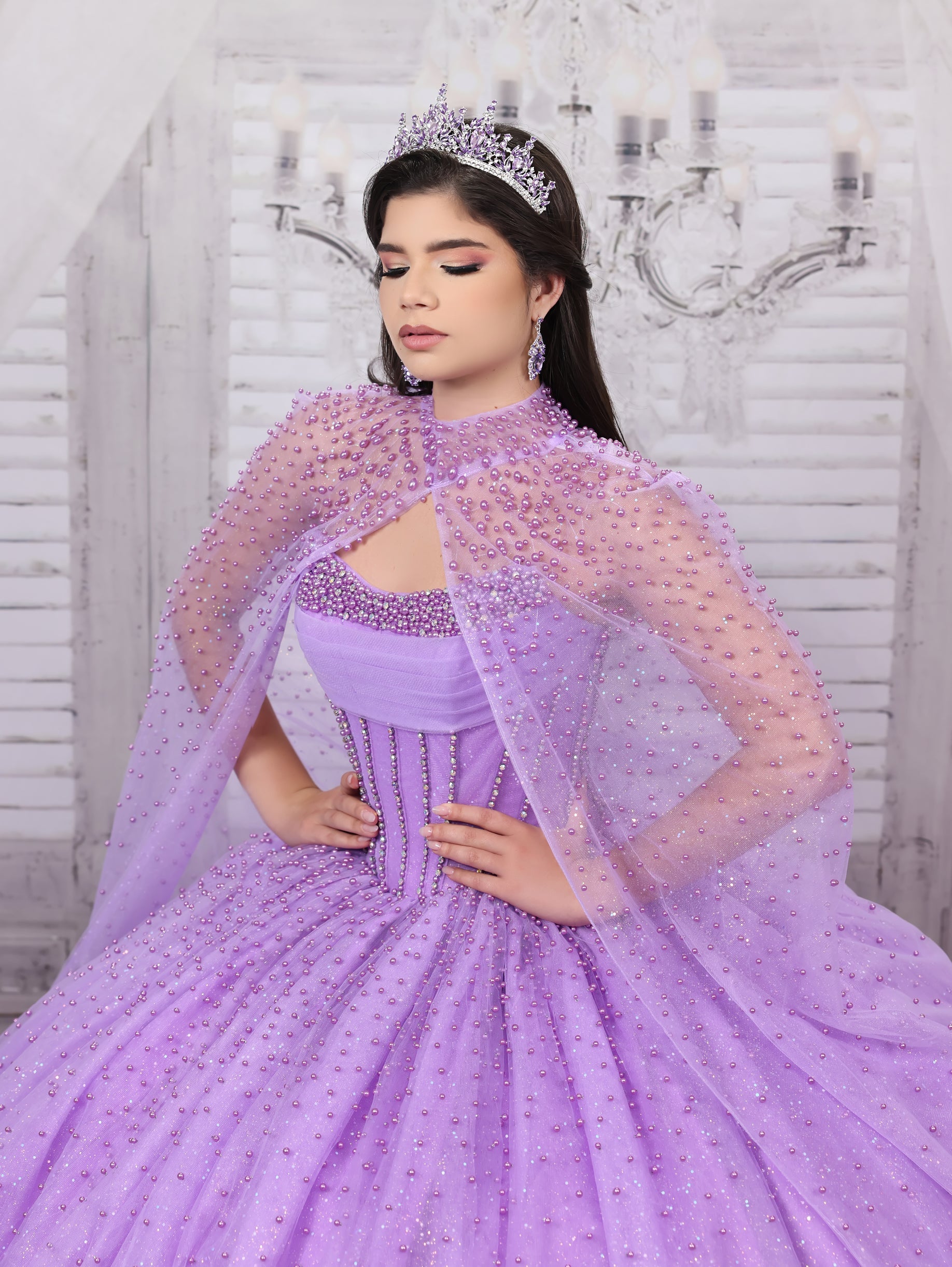 Strapless Cape Ball Gown by LizLuo Quince 26114