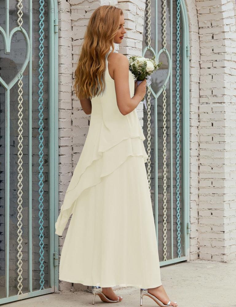 Vestidos longos de chiffon plus size para mãe da noiva, vestido formal de madrinha de casamento, 28019 