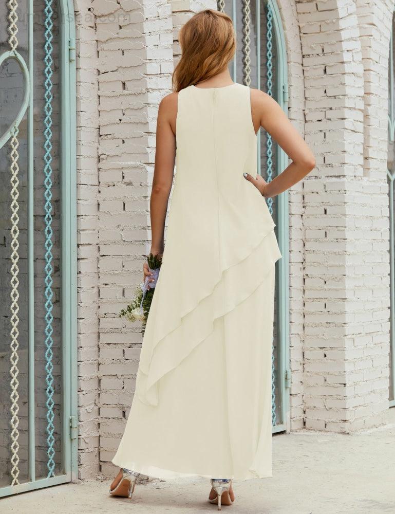 Vestidos longos de chiffon plus size para mãe da noiva, vestido formal de madrinha de casamento, 28019 