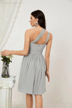 Vestido de dama de honor corto de chiffon de un hombro Numbersea para mujer Vestidos formales para fiesta y regreso a casa 2804