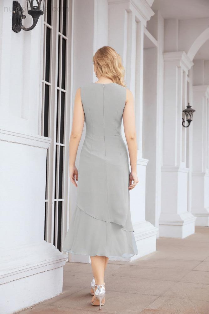 Vestido de festa formal para mãe da noiva, corte A, duas peças, Numbersea 28072 