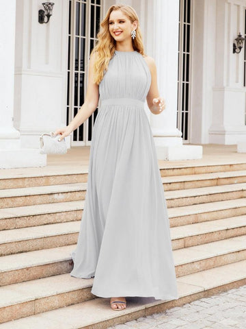 Numbersea Halter Bridesmaid Dress Empire Waist Formal Evening Prom Gown for Mother of The Bride 28030