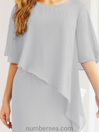 Vestido de festa formal comprido Numbersea com capa e folhos 28026 