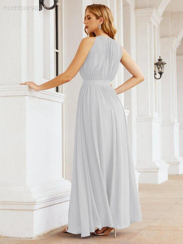 Numbersea Halter Bridesmaid Dress Empire Waist Formal Evening Prom Gown for Mother of The Bride 28030