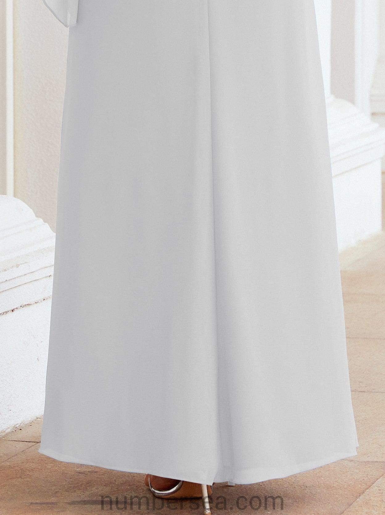 Vestido de festa formal comprido Numbersea com capa e folhos 28026 