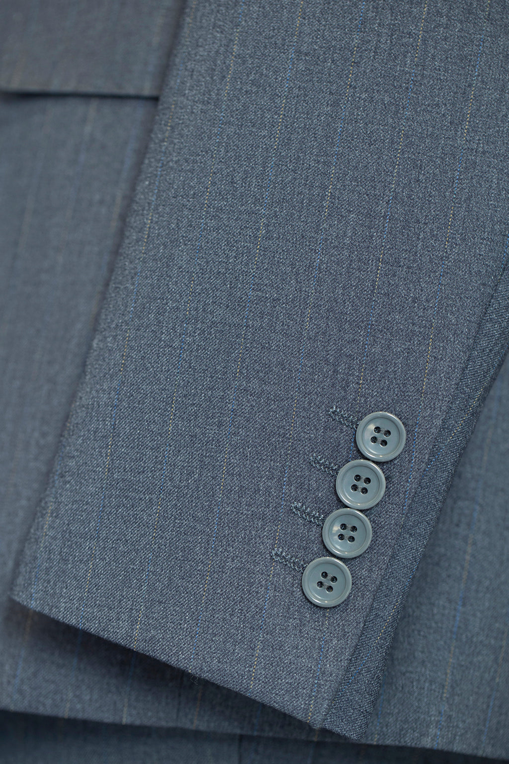 Three-Piece Subtle Pinstripe Grey Wool Suit | Tailored Formal Groom & Business Suit