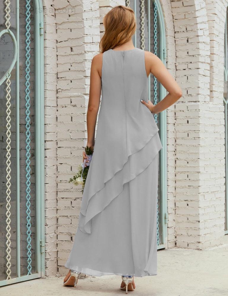 Vestidos longos de chiffon plus size para mãe da noiva, vestido formal de madrinha de casamento, 28019 