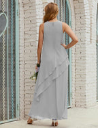 Vestidos longos de chiffon plus size para mãe da noiva, vestido formal de madrinha de casamento, 28019 