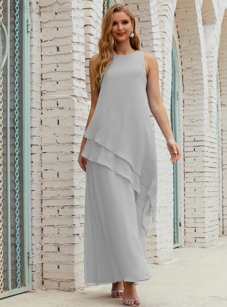 Vestidos longos de chiffon plus size para mãe da noiva, vestido formal de madrinha de casamento, 28019 