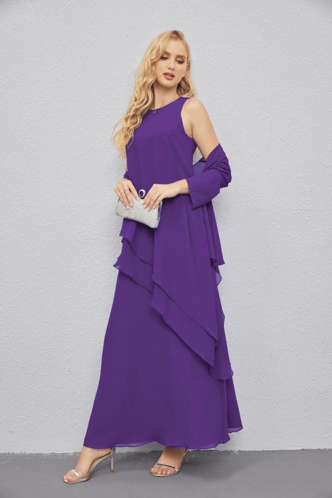 Vestidos para a mãe da noiva com frente aberta, cardigan leve, vestido formal para baile de finalistas 28081 