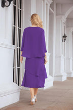 Vestido de festa formal para mãe da noiva, corte A, duas peças, Numbersea 28072 