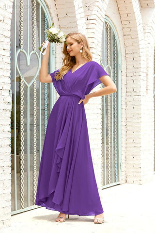 Numbersea  Mother of The Bride Dresses Plus Size V-Neck Floor Length Formal Prom Dress for Wedding Guest 28020