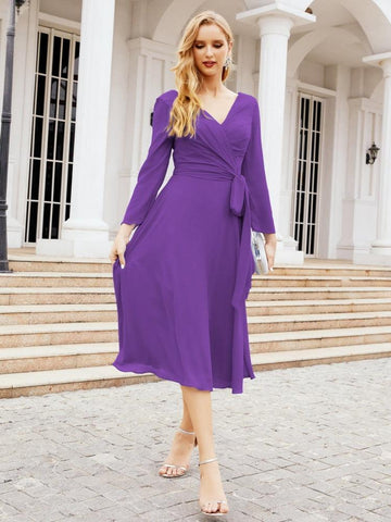 Brautjungfernkleid mit V-Rücken und Taillengürtel für die Mutter der Braut, Hochzeitsgast 28031 