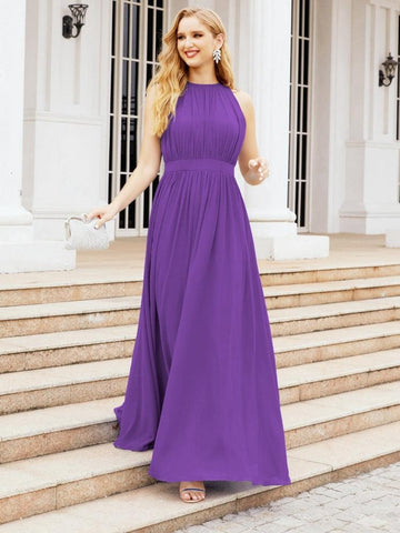 Numbersea Halter Bridesmaid Dress Empire Waist Formal Evening Prom Gown for Mother of The Bride 28030